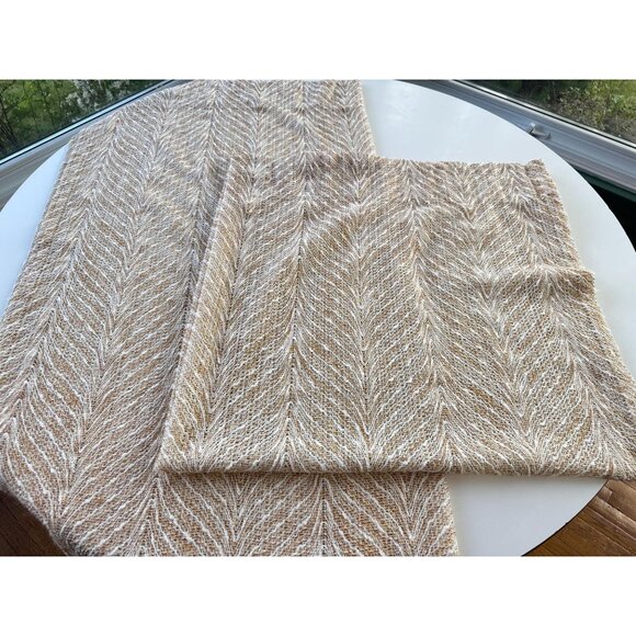 Vintage 70s curtain, cream tan oatmeal ombre wavy pattern, open weave, per panel - Picture 10 of 10